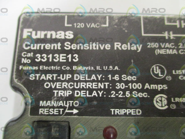 FURNAS 3313E13 CURRENT SENSITIVE RELAY *USED*