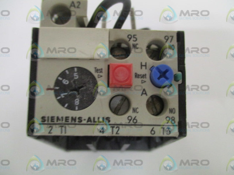 SIEMENS OLR0800CSI OVERLOAD RELAY 5-8AMP *USED*