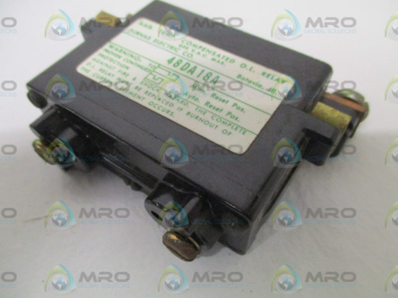 FURNAS ELECTRIC 48DA18A OVERLOAD RELAY *USED*