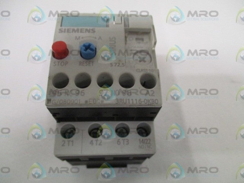 SIEMENS 3RU1116-0KB0 OVERLOAD RELAY 0.9-1.25A *USED*