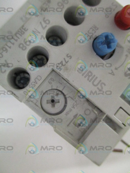 SIEMENS 3RU1116-0KB0 OVERLOAD RELAY 0.9-1.25A *USED*