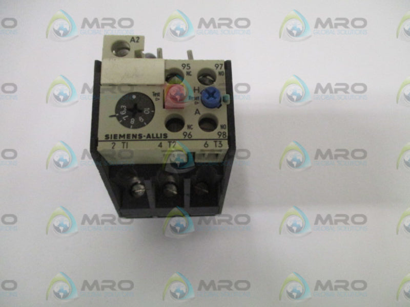 SIEMENS OLRI000CSI  OVERLOAD RELAY 6,3-10AMP (AS PICTURED) *USED*