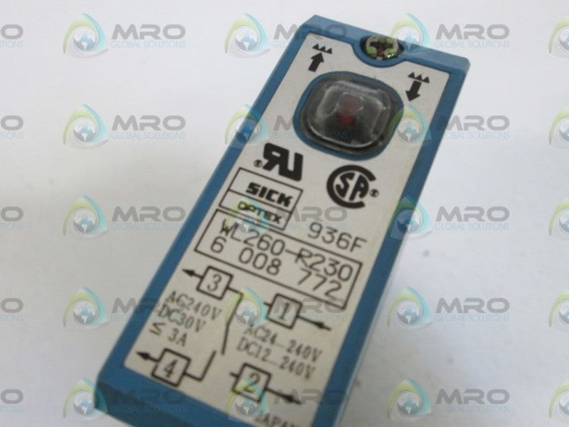 SICK PHOTOELECTRIC POLARIZED REFLEX SWITCH WL260-R230 *USED*