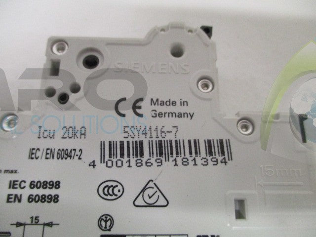 SIEMENS 5SY4116-7 CIRCUIT BREAKER 230/400V *USED*