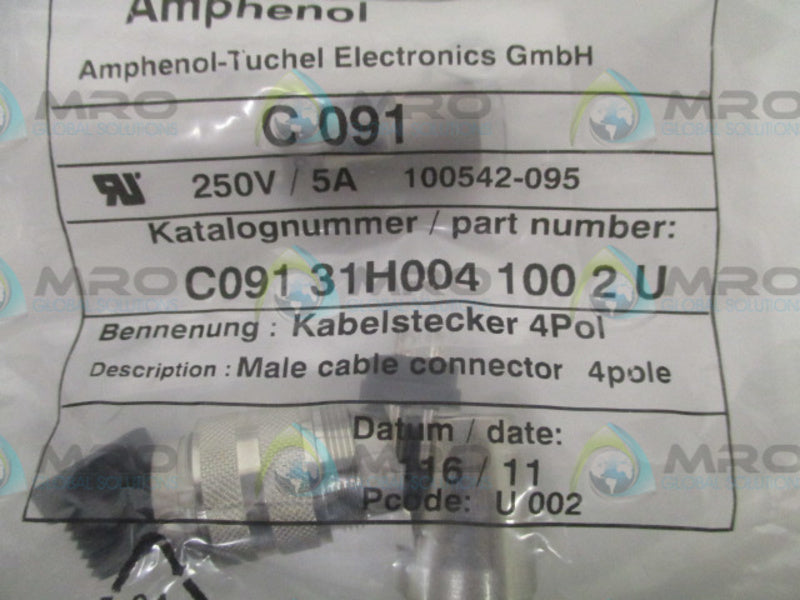 AMPHENOL C09131H0041002U MALE CABLE CONNECTOR * NEW IN FACTORY BAG *