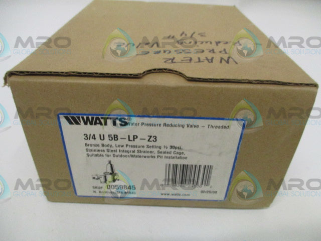 WATTS 0059845 3/4 U5B-LP-Z3 WATER PRESSURE REDUCING VALVE *NEW IN BOX *