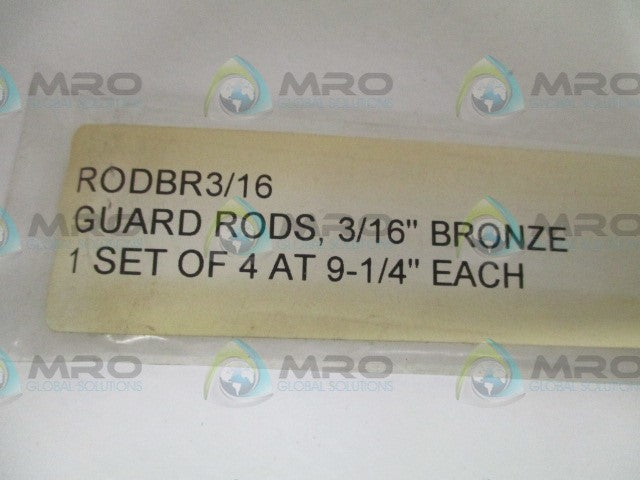 INDUSTRIAL MRO RODBR3/16 GUARD RODS 9-1/4" (PKG OF 4) *NEW IN FACTORY BAG*