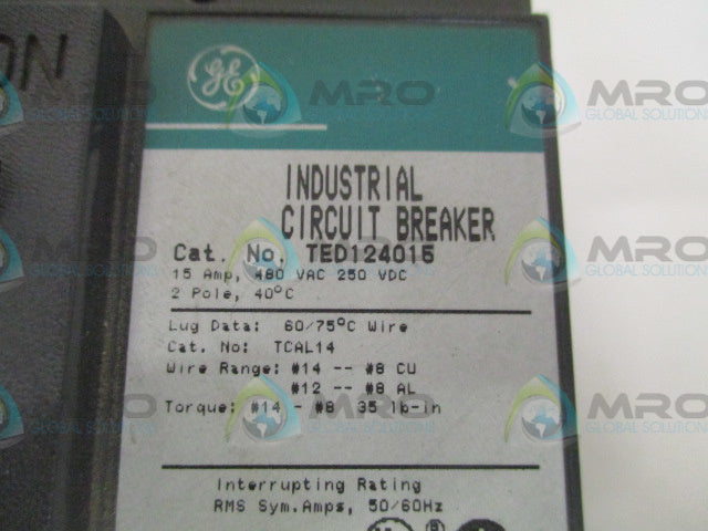 GENERAL ELECTRIC TED124015 CIRCUIT BREAKER 15A (GREEN) *NEW NO BOX*