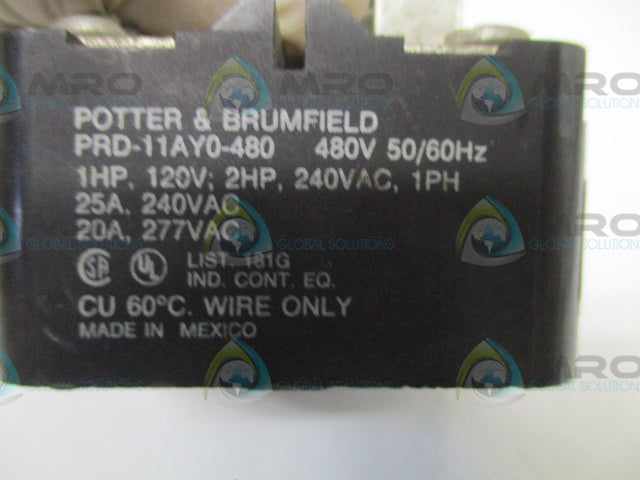 POTTER & BRUMFIELD PRD-11AY0-480 RELAY 480V *USED*