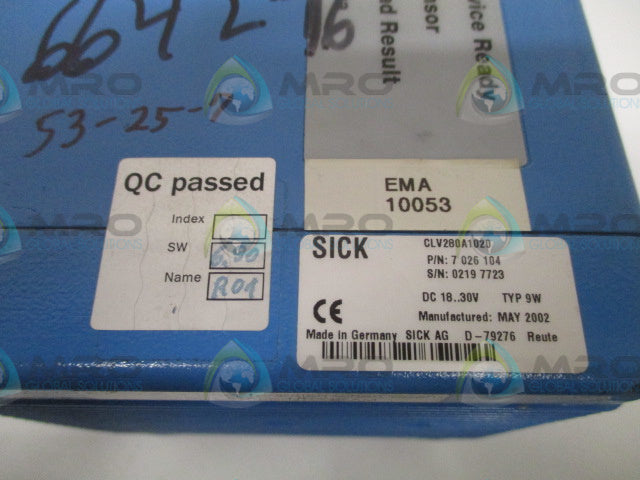 SICK CLV280A1020 BARCODE SCANNER *USED*