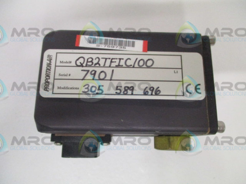 PROPORTION-AIR QB2TFIC100 VALVE ASSEMBLY *USED*