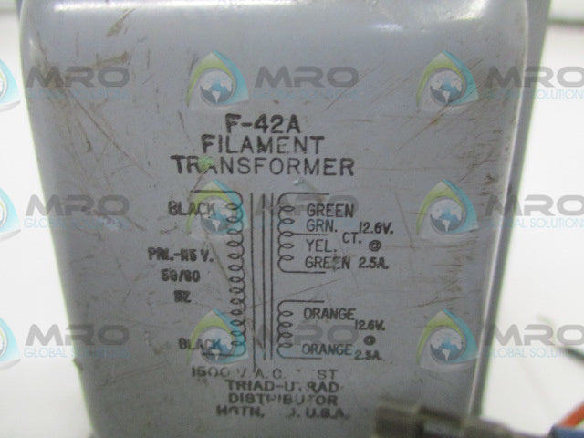TRIAD F-42A FILAMENT TRANSFORMER 1500VAC *USED*