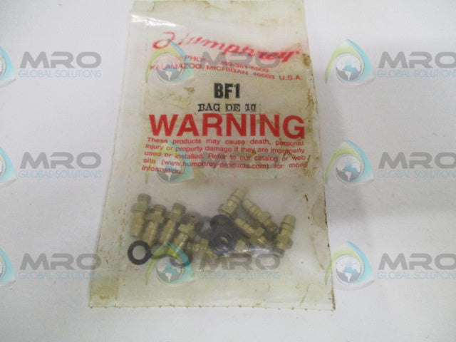 HUMPHREY BF1 MINI FITTING HOSE BARRED (PKG OF 10) *NEW IN FACTORY BAG*