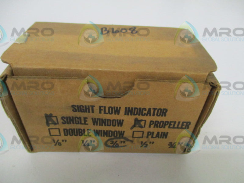 W.E. ANDERSON SINGLE WINDOW 3/8" PROPELLER SIGHT FLOW INDICATOR *NEW IN BOX*