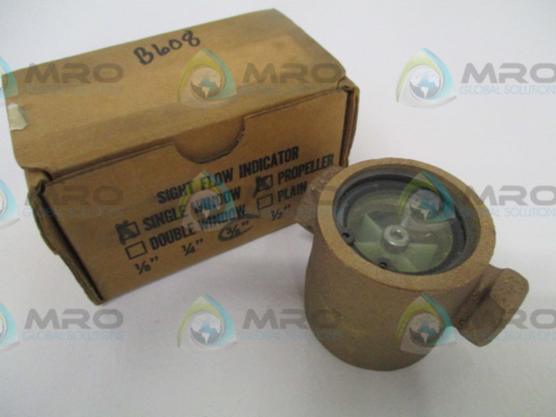 W.E. ANDERSON SINGLE WINDOW 3/8" PROPELLER SIGHT FLOW INDICATOR *NEW IN BOX*