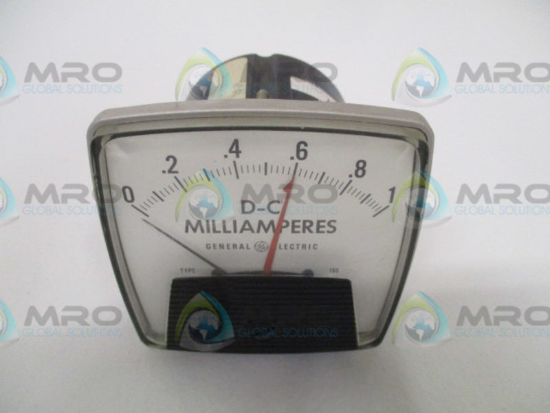 GENERAL ELECTRIC TYPE 195 50-195320FAFA2 METER RELAY 0-1 D-C MILLIAMPERES *USED*