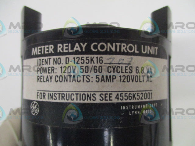 GENERAL ELECTRIC D-1255K16707 METER RELAY CONTROL UNIT 120V *USED*