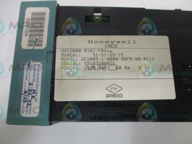 HONEYWELL UDC2000 MINI-PRO DC2005-1-0000-00FM-00-0111 TEMP (REPAIRED) *USED*