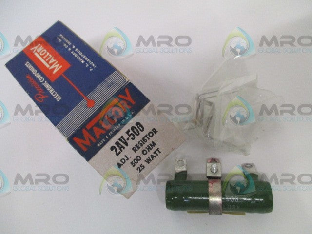 MALLORY 2AV-500 ADJUSTABLE RESISTOR 500OHMS 25W *NEW IN BOX*