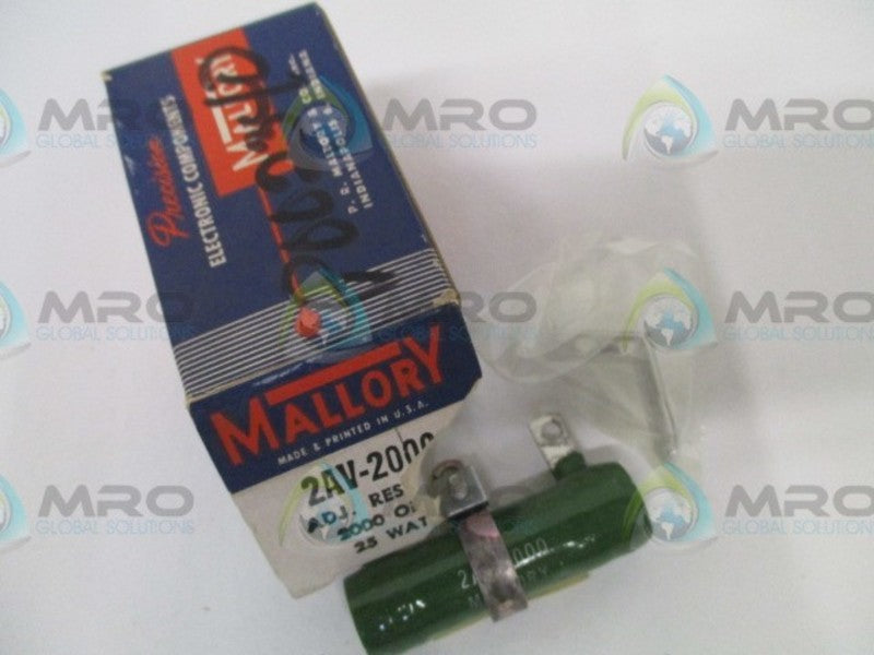 MALLORY 2AV-2000 ADJUSTABLE RESISTOR 2000OHMS 25W *NEW IN BOX*