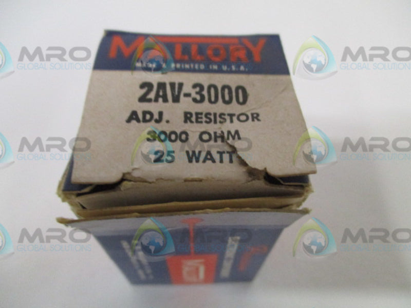 MALLORY 2AV-3000 ADJUSTABLE RESISTOR 3000OHMS 25W *NEW IN BOX*