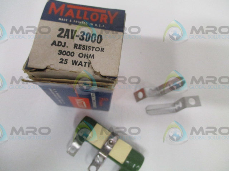 MALLORY 2AV-3000 ADJUSTABLE RESISTOR 3000OHMS 25W *NEW IN BOX*