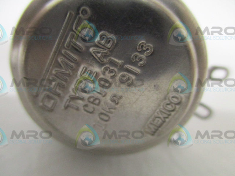 OHMITE TYPE:AB CB1031 POTENTIOMETER 10KOHMS *NEW NO BOX*