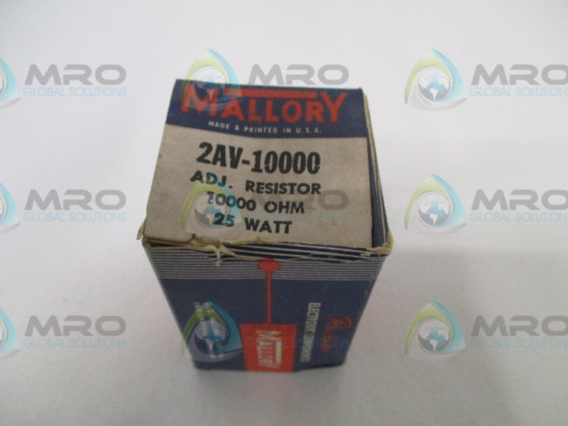 MALLORY 2AV-10000 ADJUSTABLE RESISTOR 10000OHMS 25W *NEW IN BOX*