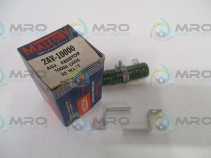MALLORY 2AV-10000 ADJUSTABLE RESISTOR 10000OHMS 25W *NEW IN BOX*