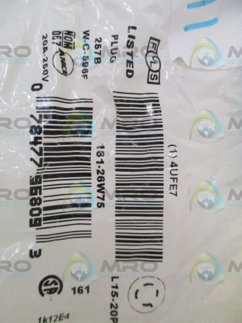 LEVITON WETGUARD 26W75 LOCKING PLUG *NEW IN FACTORY BAG*