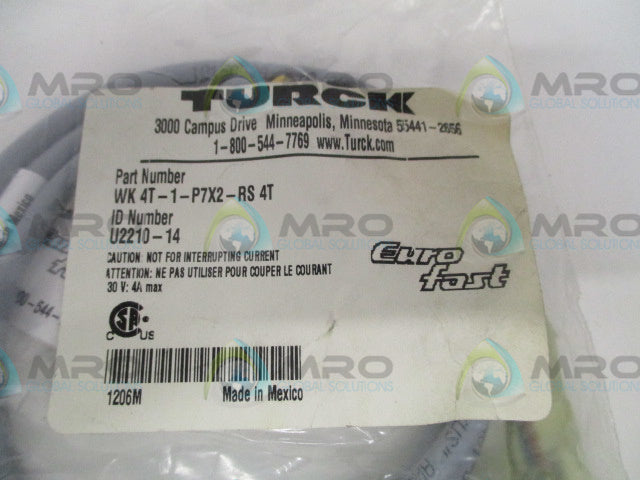 TURCK WK4T-1-P7X2-RS4T EUROFAST MOLDED CORDSET *NEW IN FACTORY BAG*