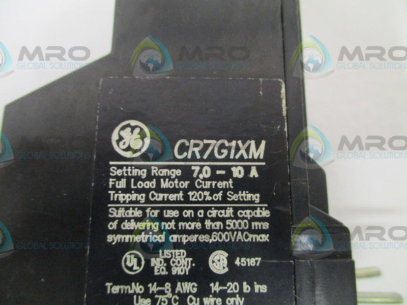 GENERAL ELECTRIC CR7G1XM OVERLOAD RELAY 7,0-10A (AS PICTURED) *USED*