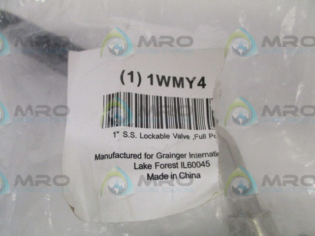 GRAINGER 1WMY4 S.S LOCKABLE VALVE 1" *NEW IN FACTORY BAG*