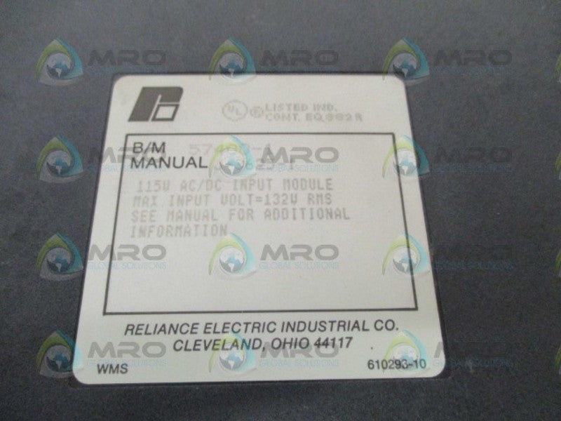 RELIANCE ELECTRIC 57400-1 115V AC/DC INPUT MODULE (REMANUFACTURED) *USED*
