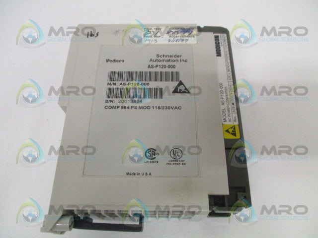 SCHNEIDER AEG MODICON AS-P120-000 POWER SUPPLY MODULE *USED*