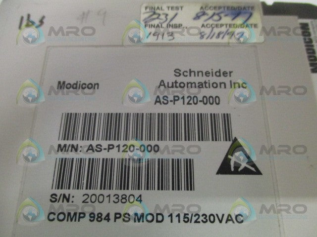 SCHNEIDER AEG MODICON AS-P120-000 POWER SUPPLY MODULE *USED*
