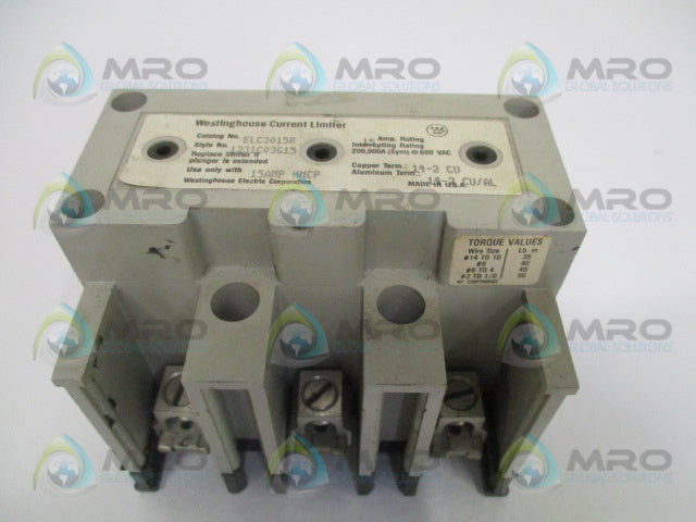 WESTINGHOUSE ELC3015R CURRENT LIMITER 15AMP *USED*