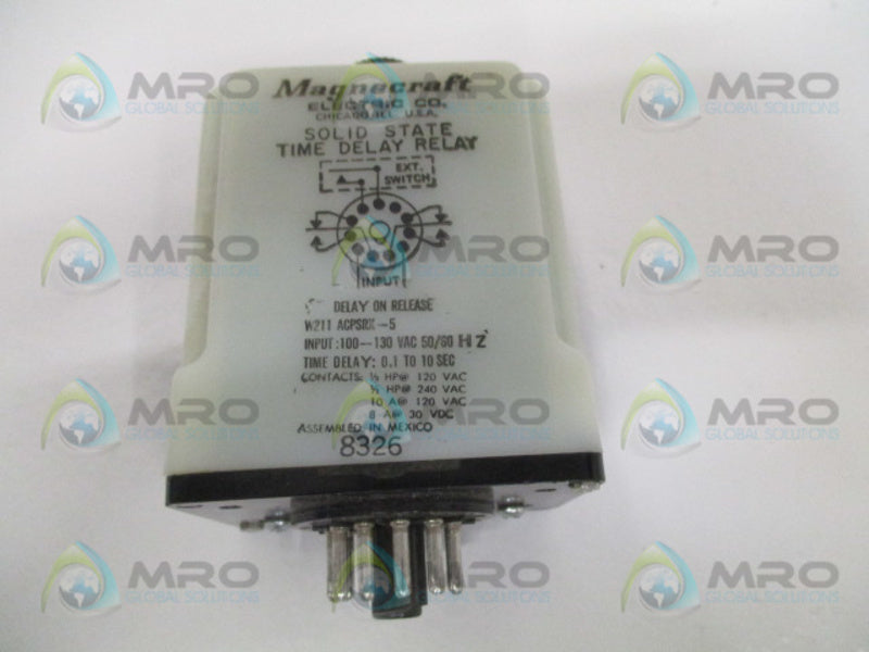 MAGNECRAFT W211ACPSRX-5 TIME DELAY RELAY 0.1-10 SEC. 100-130VAC *USED*