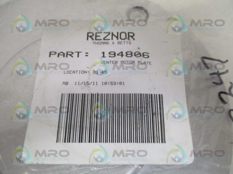 REZNOR 194806 VENTER MOTOR PLATE  NSMP
