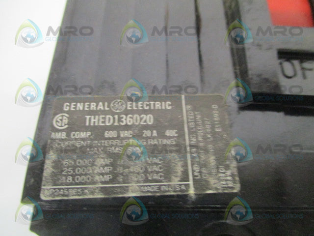 GENERAL ELECTRIC THED136020WL CIRCUIT BREAKER 20A *NEW IN BOX*