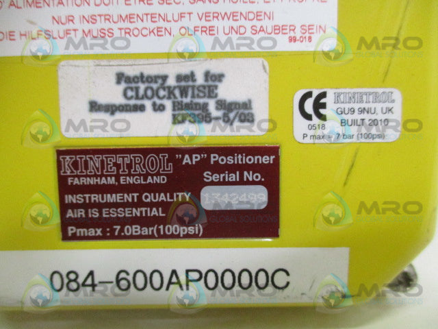 KINETROL GU99NU KTR118ATEX 084-100 PNEUMATIC ACTUATOR POSITIONER *NEW NO BOX*