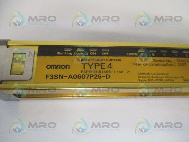 OMRON F3SN-A0607P25-D LIGHT CURTAIN RECEIVER (MISSING ACCESSORIES) *NEW NO BOX*