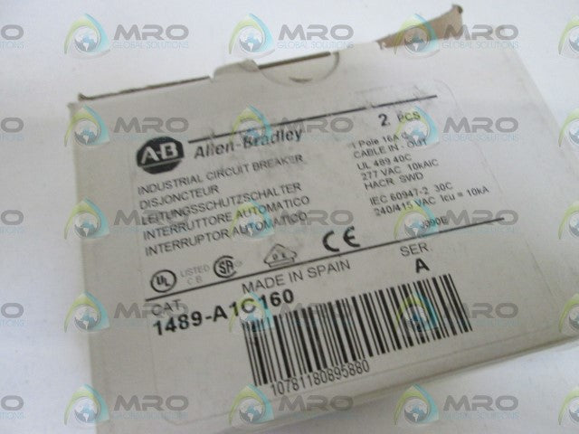 LOT OF 2 ALLEN BRADLEY CIRCUIT BREAKER 1489-A1C160 SER. A *NEW IN BOX*