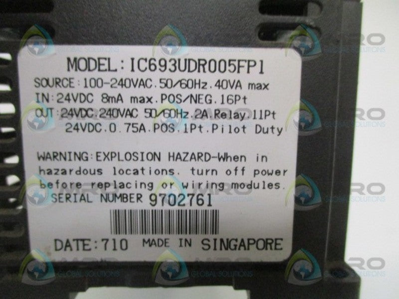 GE FANUC IC693UDR005FP1 PROGRAMMABLE CONTROLLER (AS PICTURED) *USED*