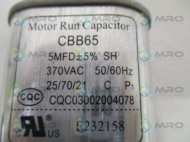 QA LINE CBB65 5MF-370VAC MOTOR RUN CAPACITOR 370VAC *NEW IN BOX*
