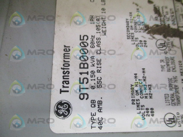 GENERAL ELECTRIC 951TB0005 TRANSFORMER 240/480V *NEW NO BOX*