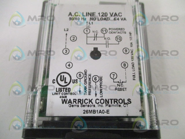 WARRICK CONTROLS 26MB1A0F LEVEL CONTROL RELAY 120V *NEW IN BOX*