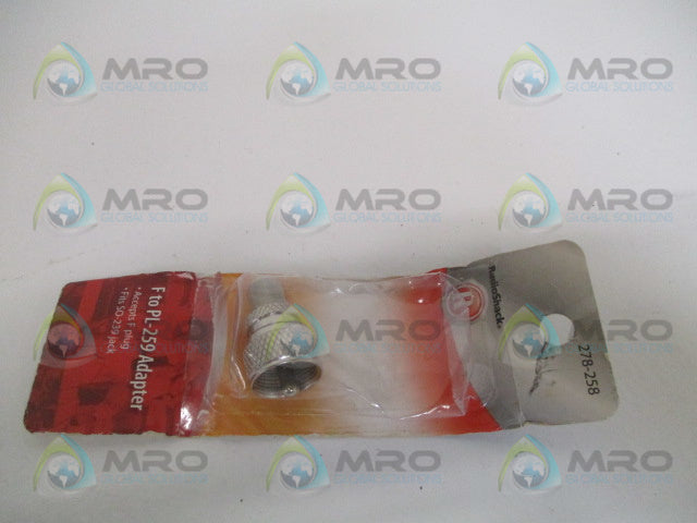 RADIO SHACK 278-258 F TO PL-259 ADAPTER *NEW IN ORIGINAL PACKAGE*