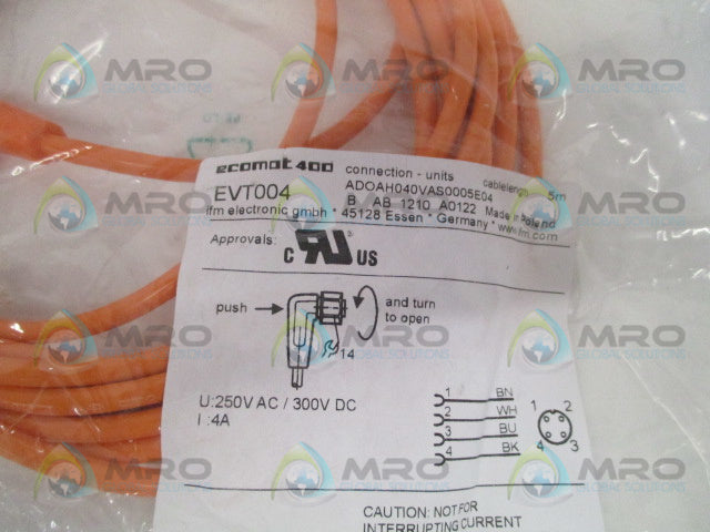 IFM EFECTOR EVT004 SOCKET FOR SENSORS  * NEW IN FACTORY BAG *