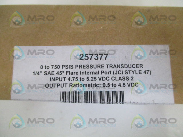 JOHNSON CONTROLS P499RCPT507C PRESSURE TRANSDUCER 0-750 PSIS *FACTORY SEALED*